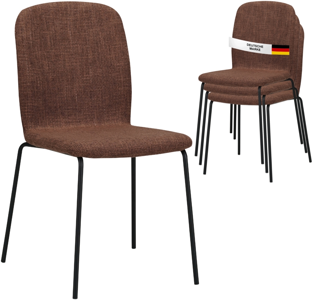 Albatros Esszimmerstühle 4er Set ENNA, braun - stapelbar, bequemer Polsterstuhl - Eleganter Küchenstuhl, Stuhl Esszimmer oder Esstisch Stuhl, Konferenzstuhl , Stückzahl:4, Farbe:Braun Bild 1