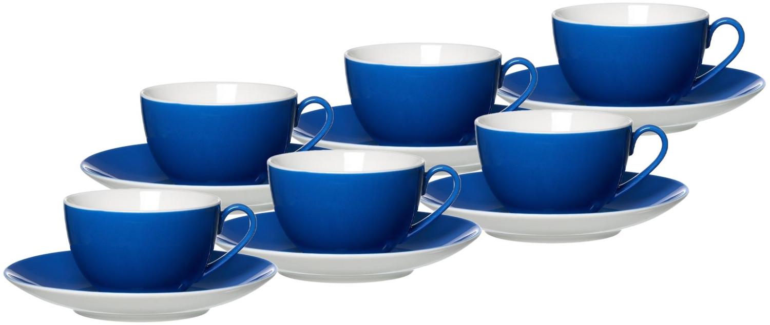 Ritzenhoff & Breker DOPPIO Kaffeetasse mit Untertasse 200 ml 6er Set indigo blau Bild 1