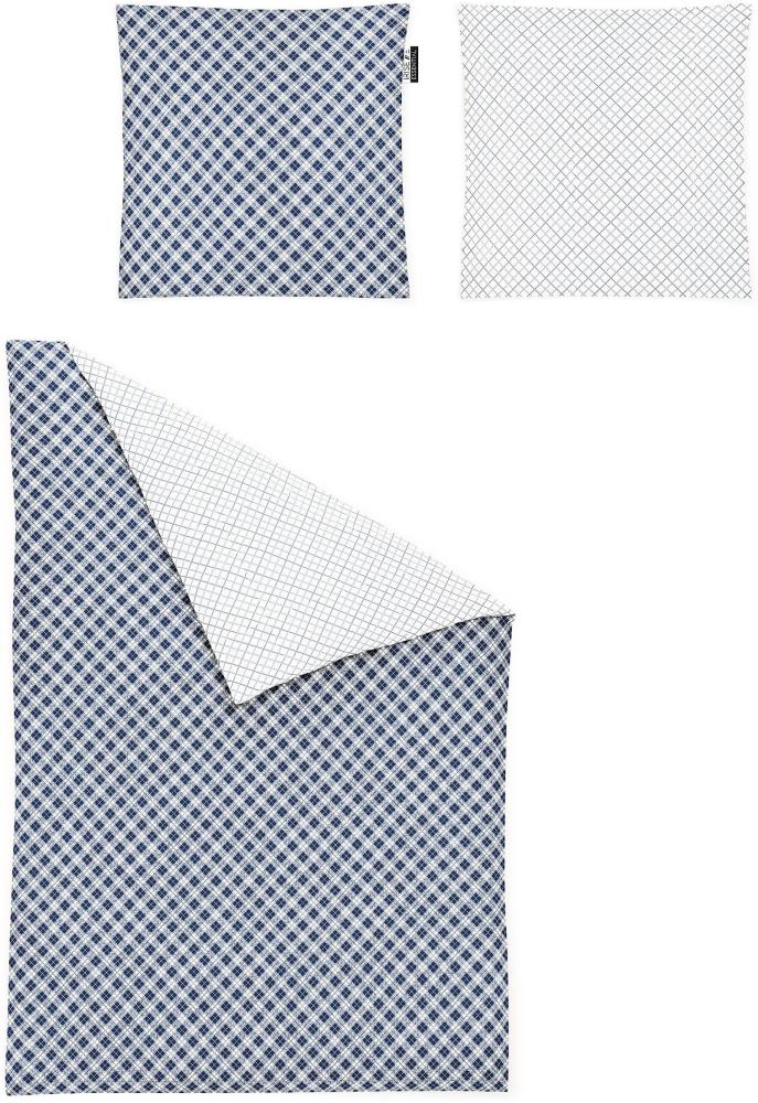 Irisette Mako-Satin Bettwäsche Set Bea 8254 blau 155 x 220 cm + 1 x Kissenbezug 80 x 80 cm Bild 1