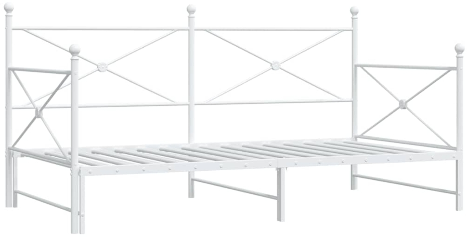 vidaXL Tagesbett Ausziehbar ohne Matratze Weiß 107x203 cm Stahl 4104692 Bild 1