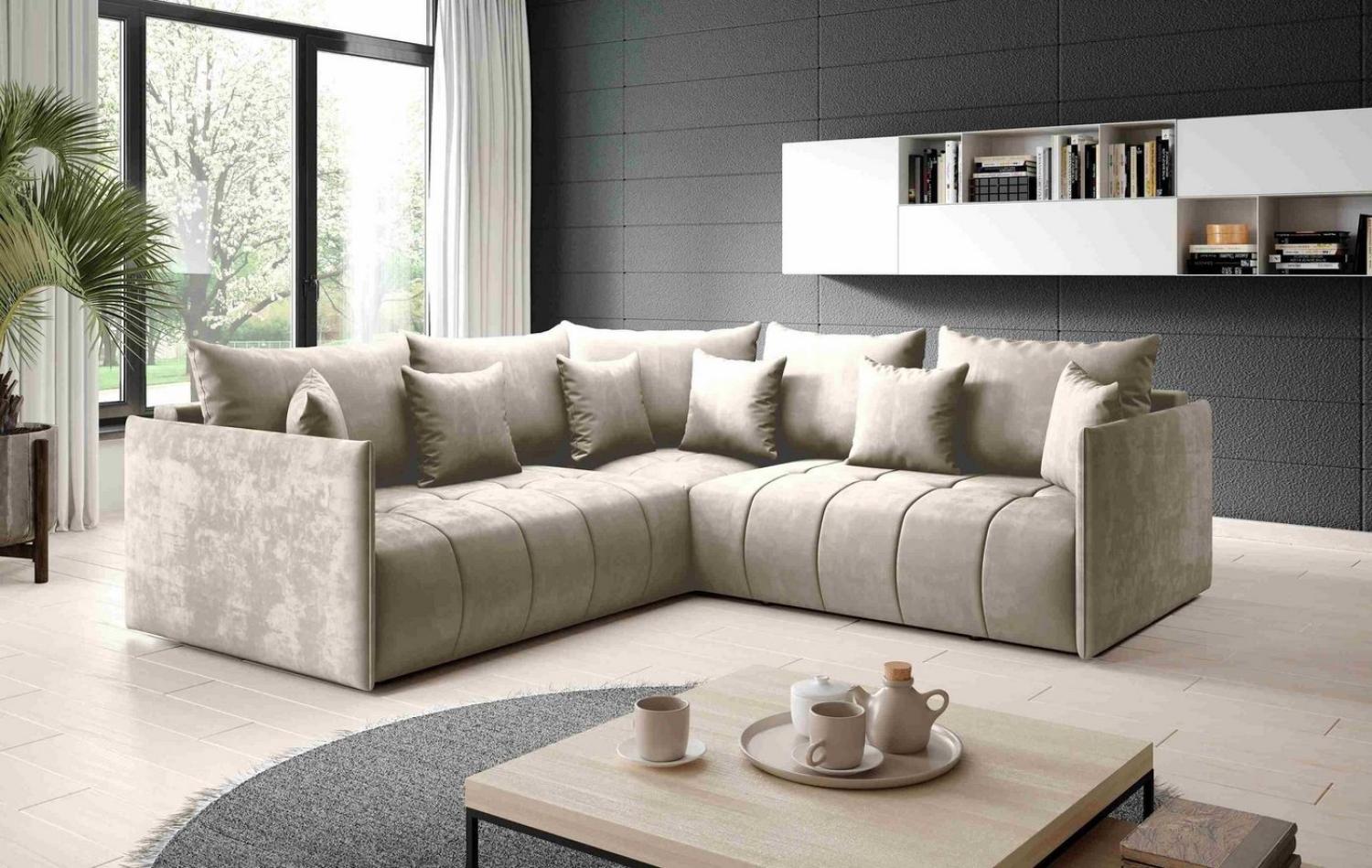 Furnix Ecksofa Polstercouch ASVIL Schlafsofa in L-Form Bettkasten und Kissen, 231x231x83cm Bild 1