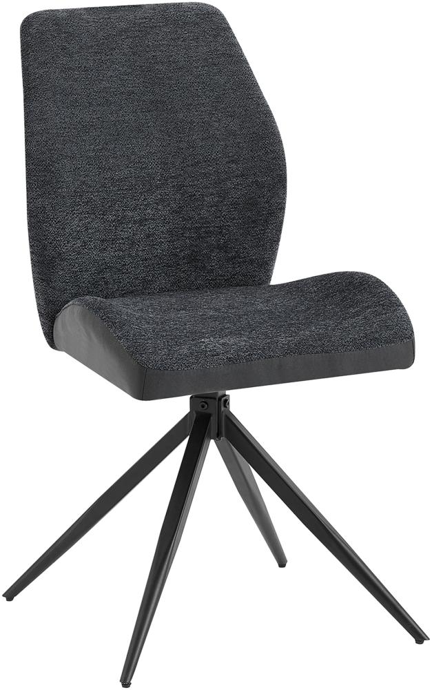 byLIVING Esszimmerstuhl 2er Set SNAP / Bouclé - Mikrofaser anthrazit / Gestell Metall schwarz / Sitzschale 360° drehbar / Esszimmerstuhl / Wohnzimmerstuhl / B 46, H 87, T 55 cm Bild 1