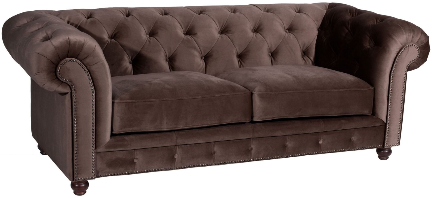 Sofa 2,5-Sitzer Kathe Bezug Samtvelours Buche nussbaum dunkel / braun 22475 Bild 1