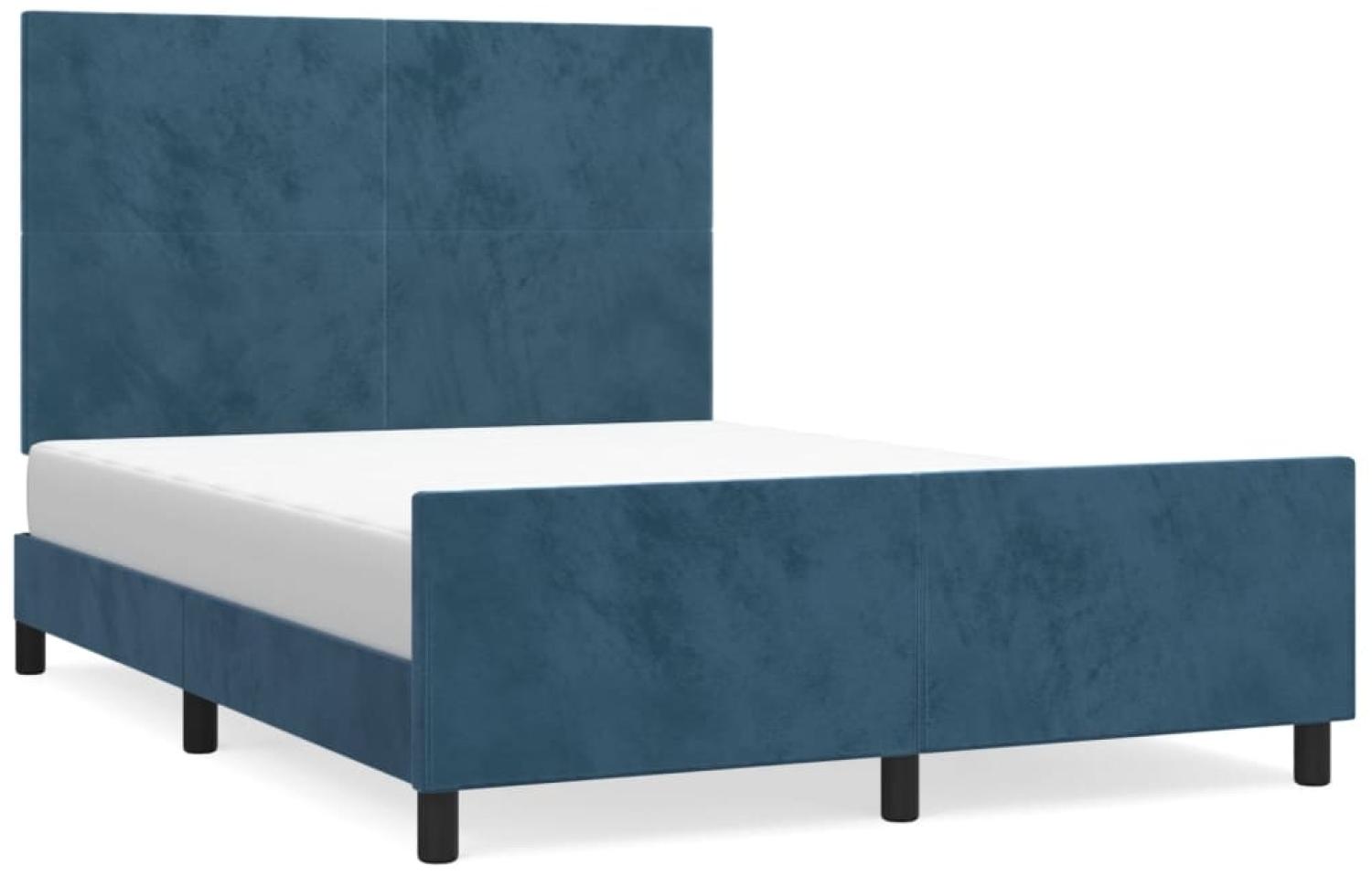 Bettgestell mit Kopfteil Samt Dunkelblau 140x200 cm Bild 1