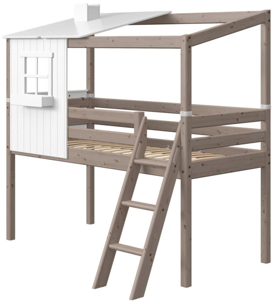Flexa 'Classic' Halbhochbett mit Baumhausaufsatz, grau, 90x190 cm Bild 1