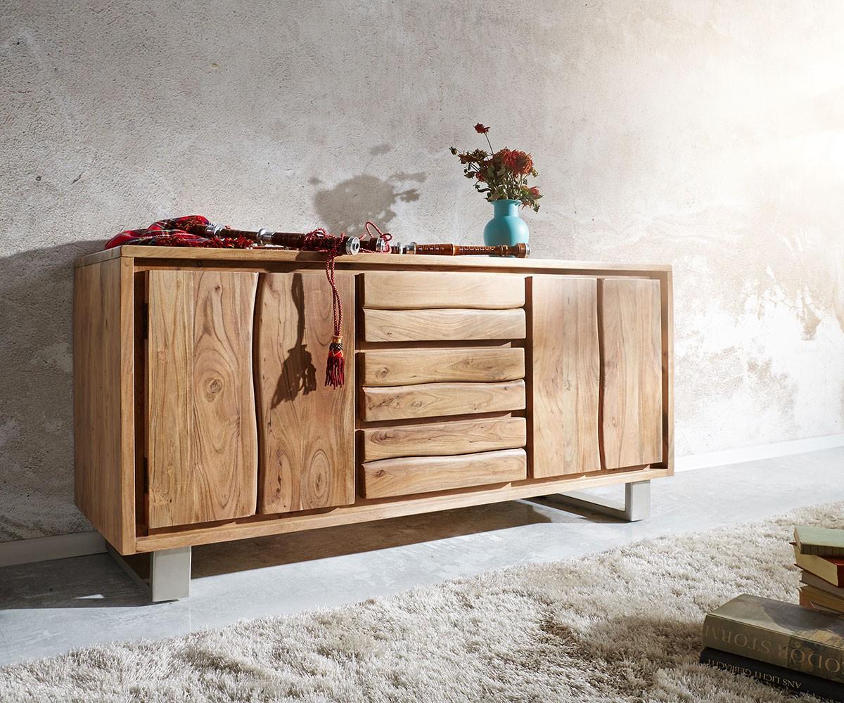 Sideboard Live-Edge 147 cm Akazie Natur 3 Schübe 2 Türen Bild 1