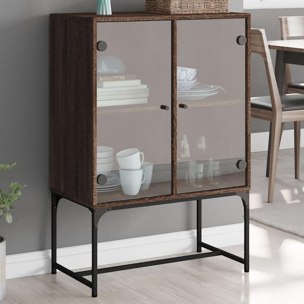 vidaXL Beistellschrank mit Glastüren Braun Eichen-Optik 69x37x100 cm 836552 Bild 1