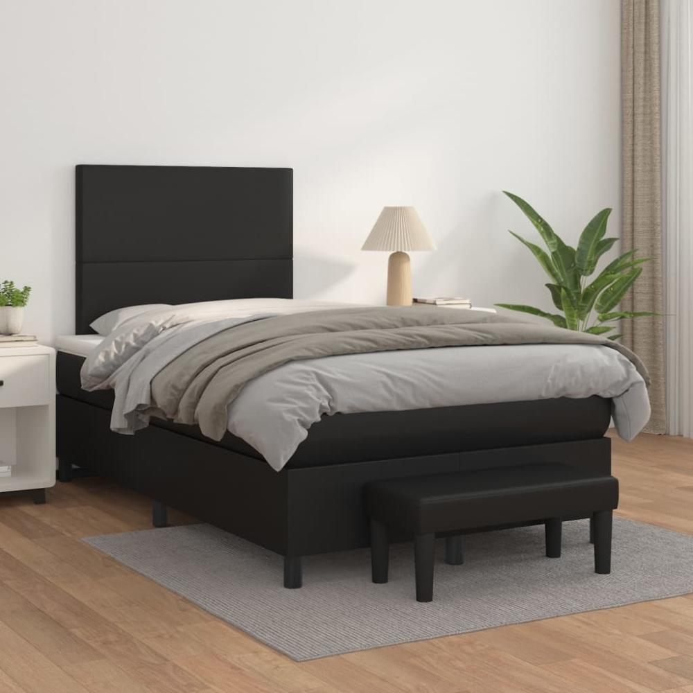 vidaXL Boxspringbett mit Matratze Schwarz 120x200 cm Kunstleder 3137533 Bild 1