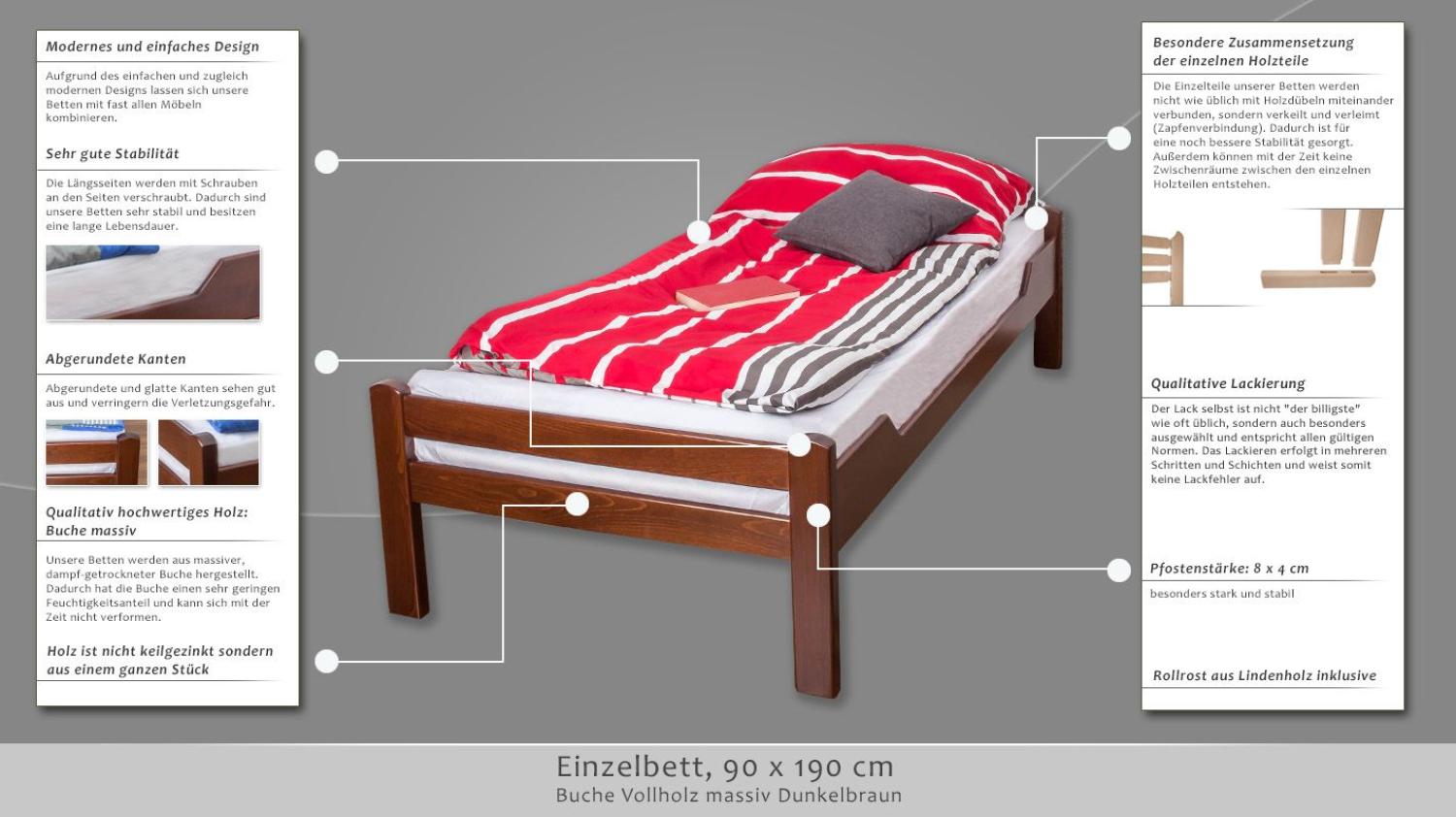 Steiner Einzelbett 'Easy Premium Line K1/1n' braun, 90x190 cm Bild 1