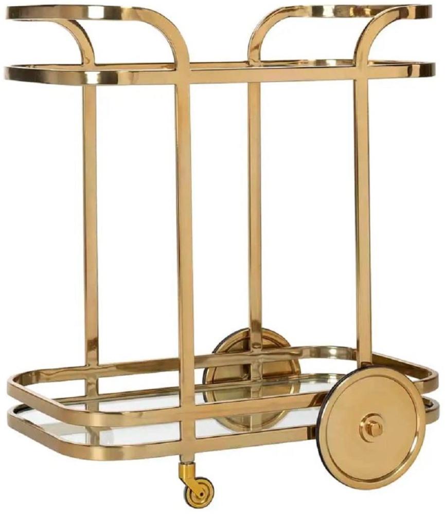 Casa Padrino Luxus Servierwagen Gold 74 x 49 x H. 78 cm - Hotel Restaurant Gastronomie Trolley - Luxus Hotel & Restaurant Accessoires Bild 1