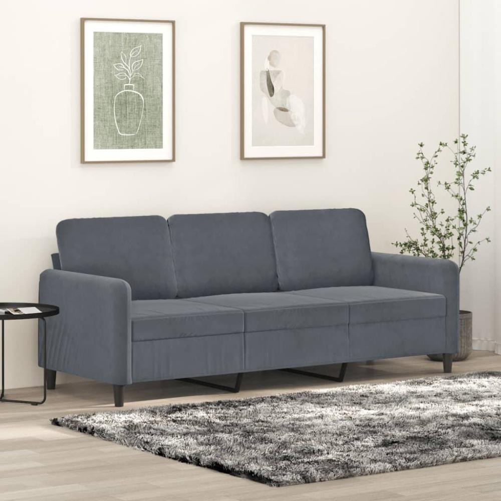 vidaXL 3-Sitzer-Sofa Dunkelgrau 180 cm Samt Bild 1