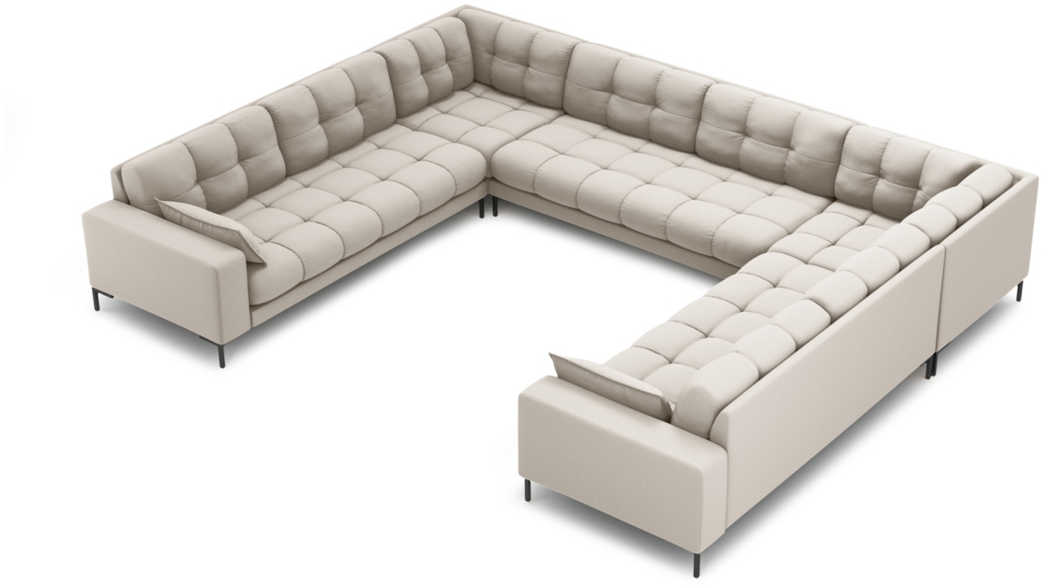 Micadoni Wohnlandschaft Mamaia 9-Sitzer Strukturierter Stoff Neve Dunkelgrau schwarze Beine Bild 1