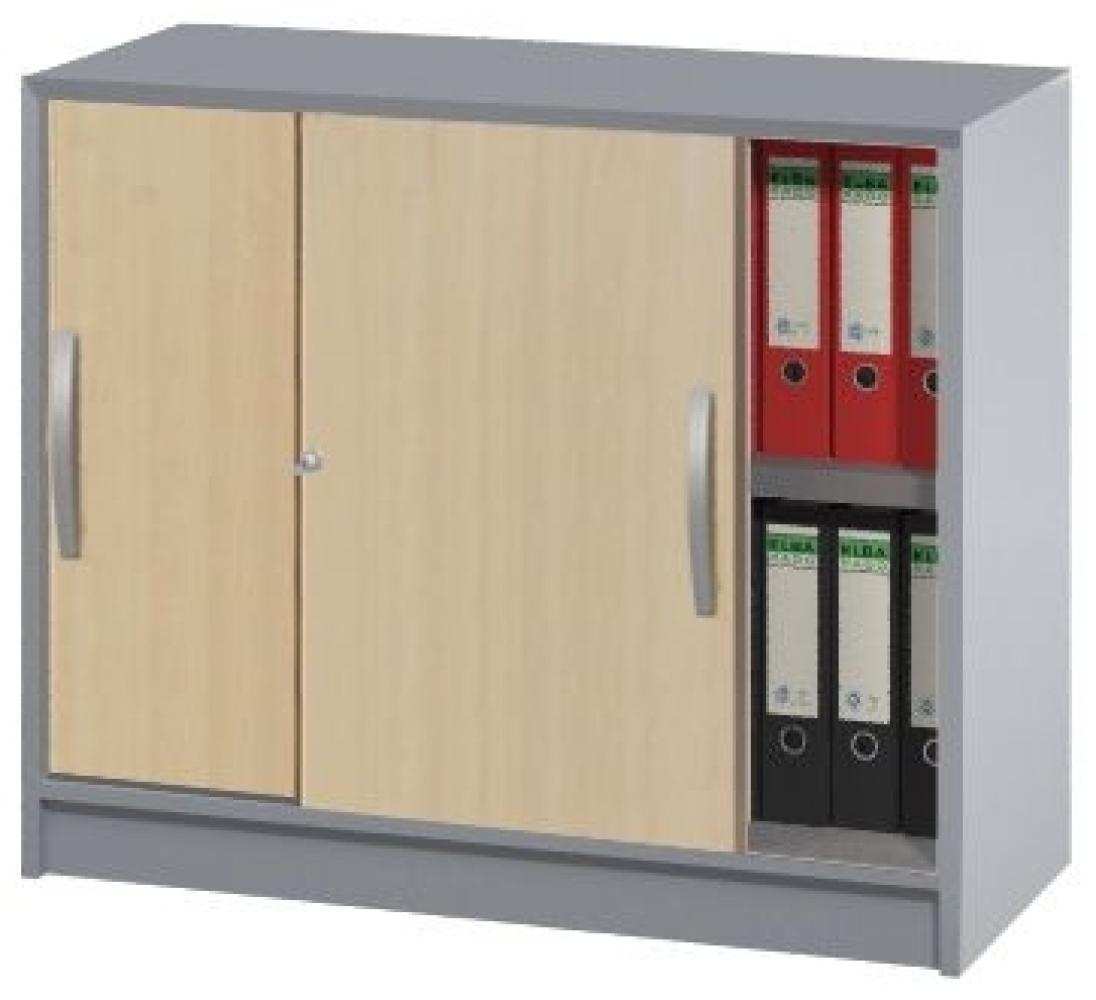 Schiebetürenschrank 2 OH Tec-Art, 100x42x82cm, Buche / Silber Bild 1