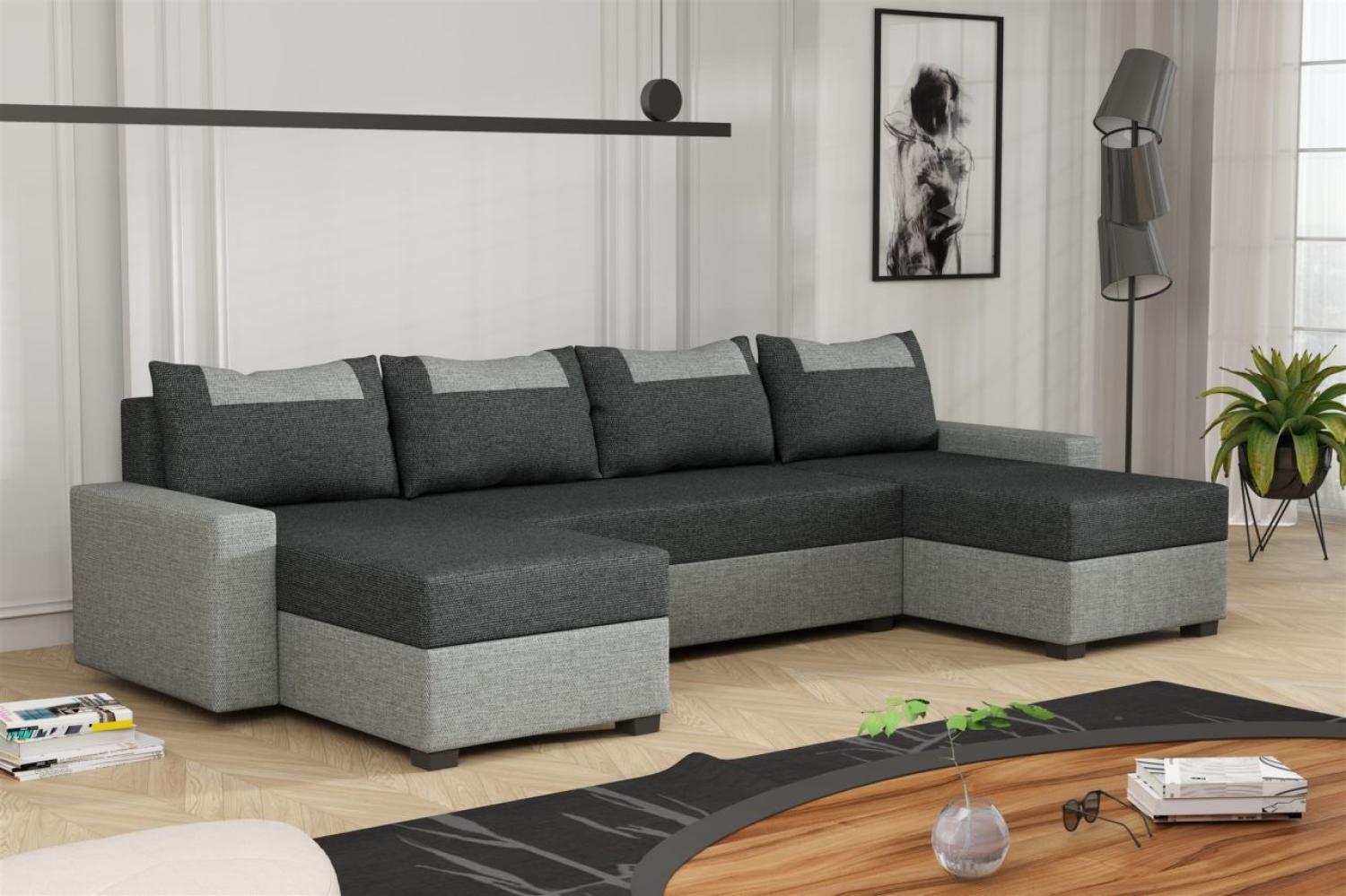 Wohnlandschaft Schlafsofa Sofa HEDVIG Stoff Inari Grau- Dunkelgrau Bild 1