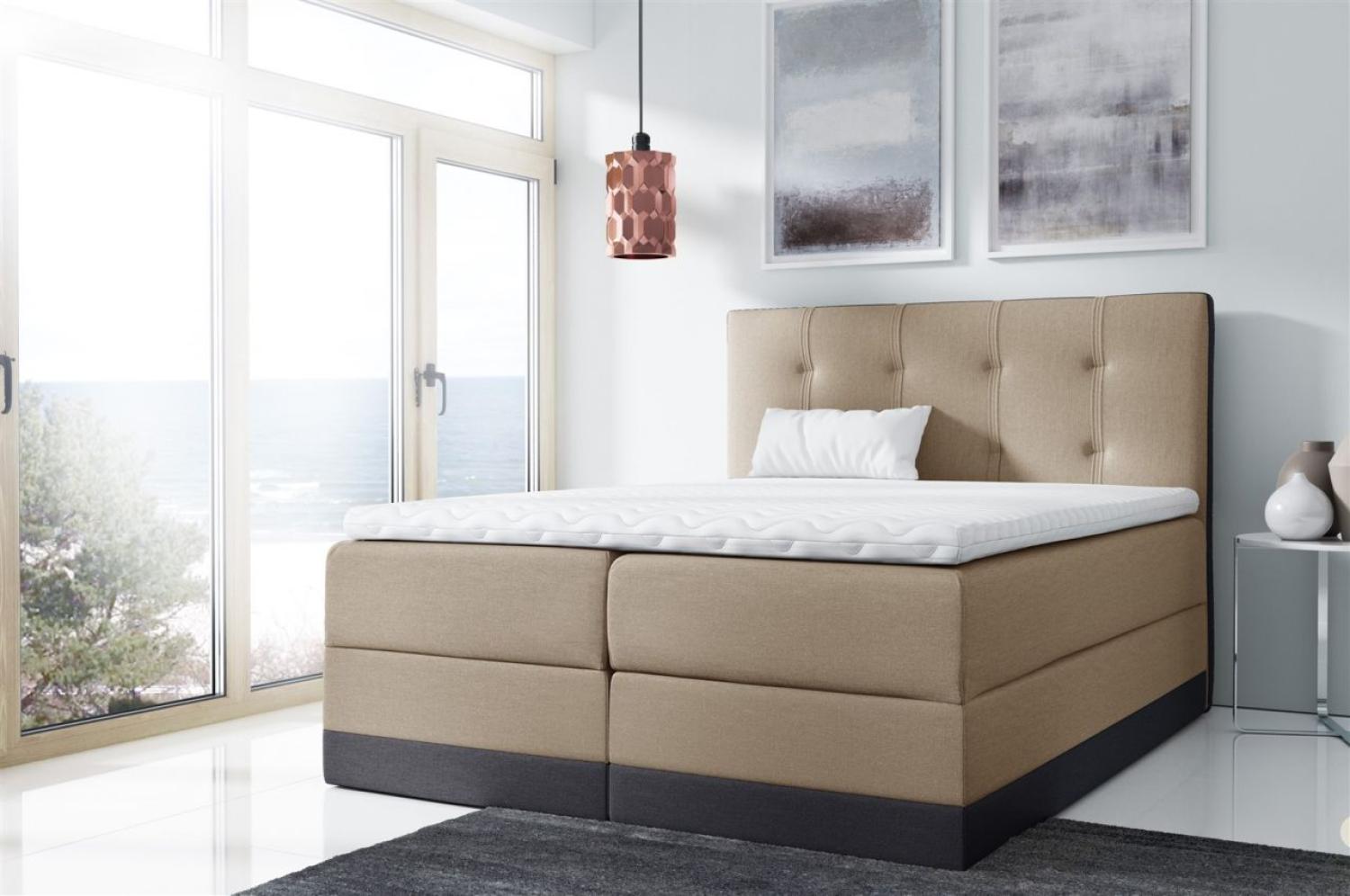 Boxspringbett BALEA 140x200cm Cappuccino-Grau Bild 1