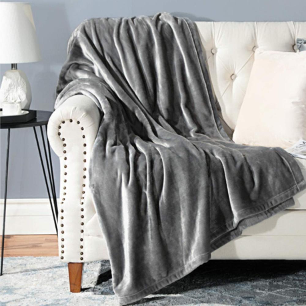 Flanell Kuscheldecke 150x200cm Sofadecke Tagesdecke Überwurfdecke Wohndecke Grau Bild 1
