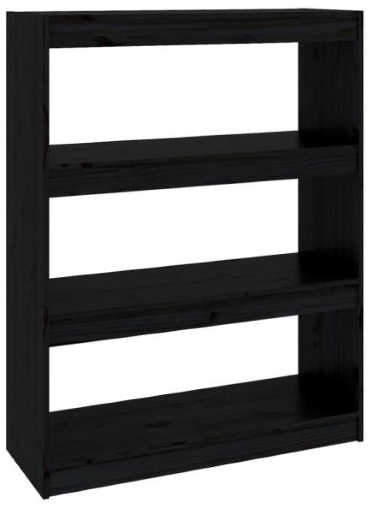 vidaXL Bücherregal/Raumteiler Schwarz 80x30x103,5 cm Massivholz Kiefer 808192 Bild 1