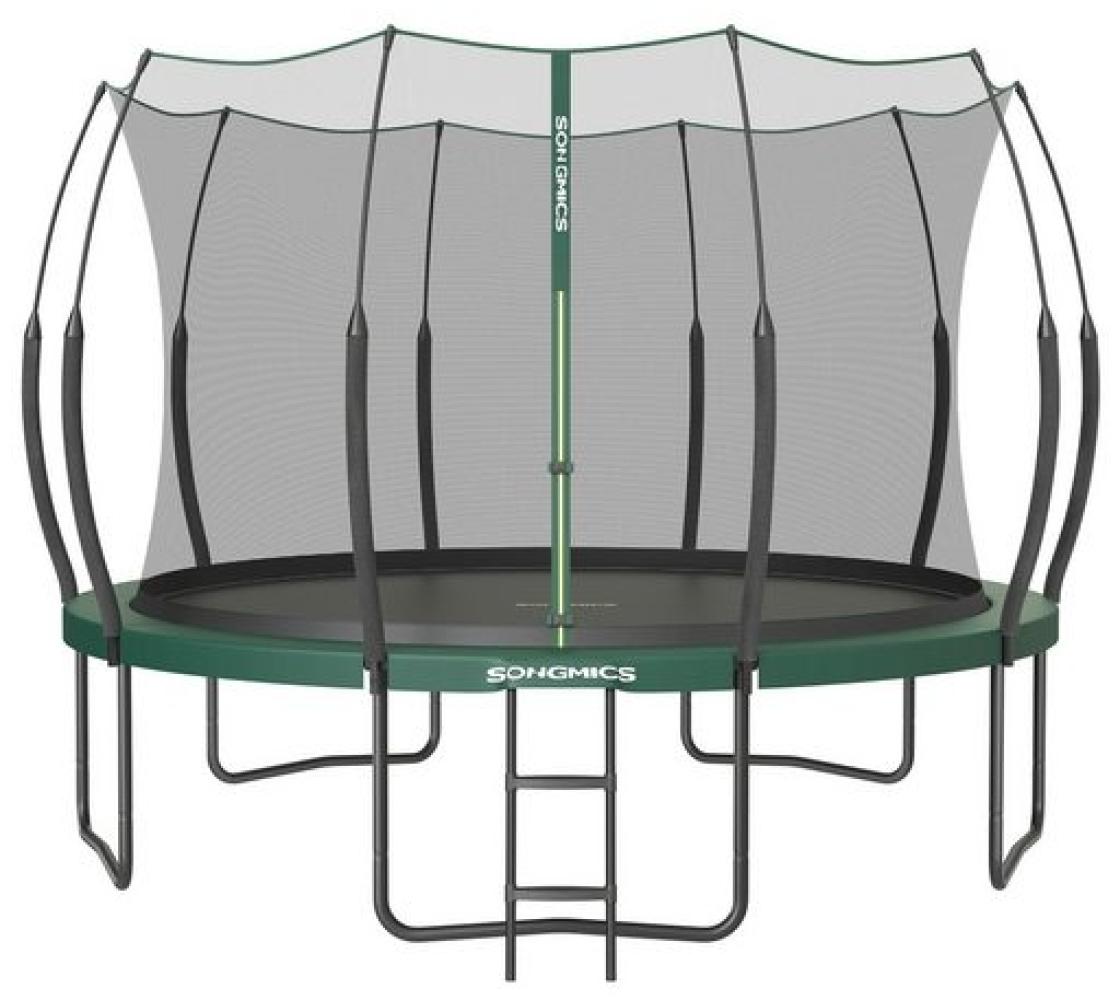 Songmics Federloses Trampolin, elastische Seile, Sicherheitsnetz mit Reißverschluss, Glasfaserstangen, dschungelgrün, Ø 366 cm Bild 1