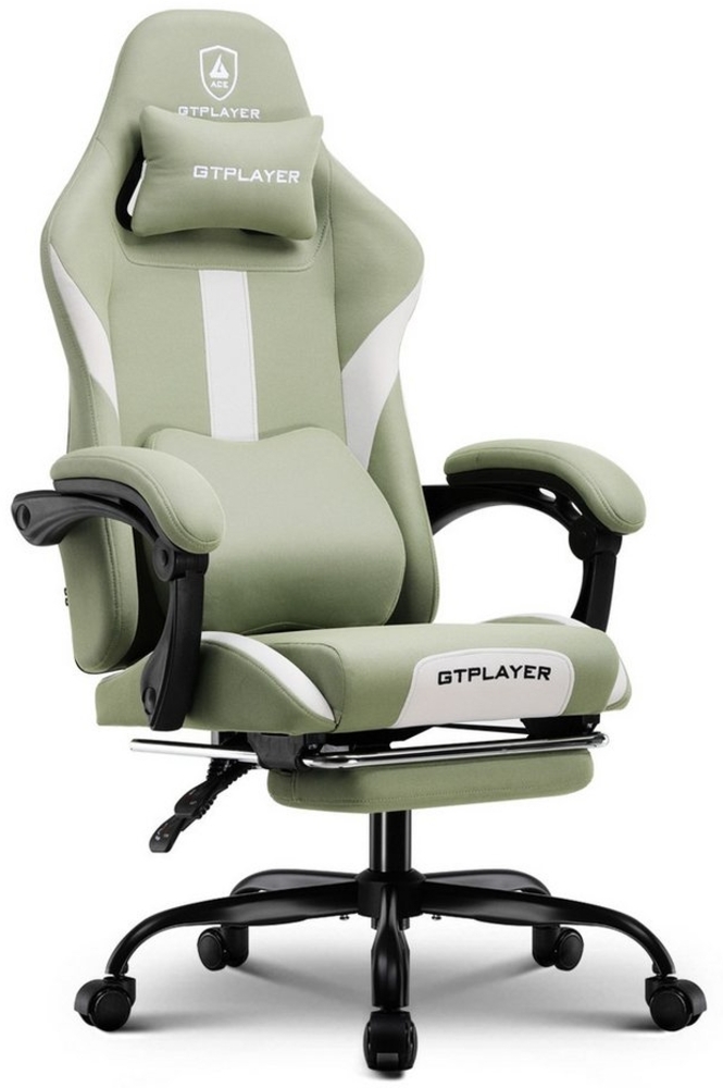 GTPLAYER Gaming-Stuhl Ergonomischer Gaming Sessel Schreibtischstuhl Gamer Stuhl aus Stoff, Federsitzkissen mit Fußstütze Bild 1