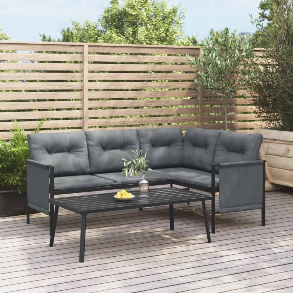 vidaXL Garten-Ecksofa Anthrazit Stahl und Textilene Bild 1