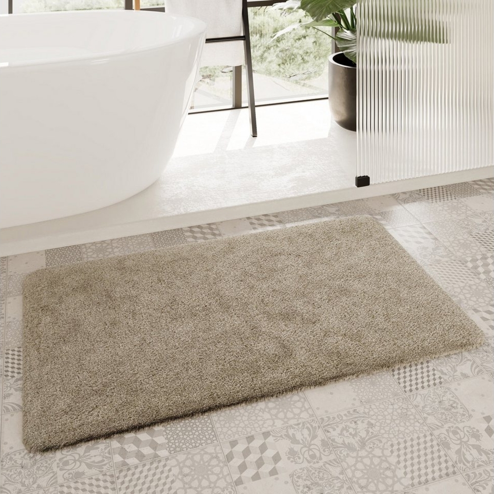 Homie Living Badematte Porto Azzurro, Höhe 30 mm, rutschhemmend beschichtet, fußbodenheizungsgeeignet, schnell trocknend, Polyester, rechteckig, Badteppich, uni, rechteckig & rund, waschbar, Badezimmerteppich Bild 1