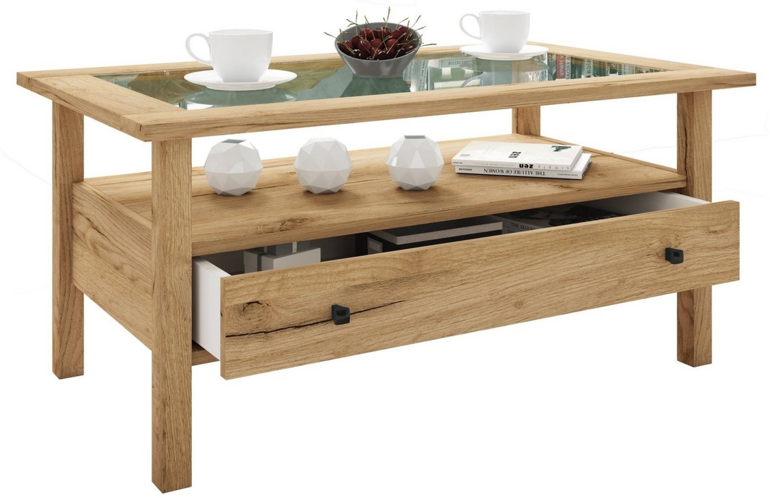 VCM Couchtisch Holz Sofatisch Couchtisch Schublade Lingis L Bild 1