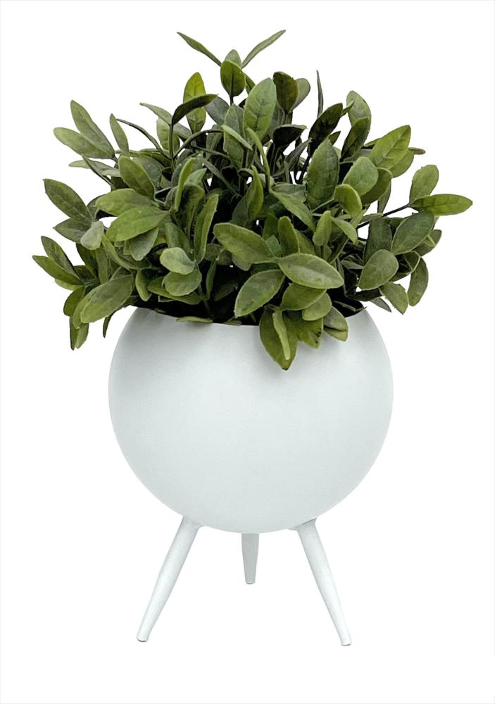 DanDiBo Blumenhocker Metall mit Topf Weiß 19 cm Blumenständer 96259 S Blumensäule Modern Pflanzenständer Pflanzenhocker Bild 1