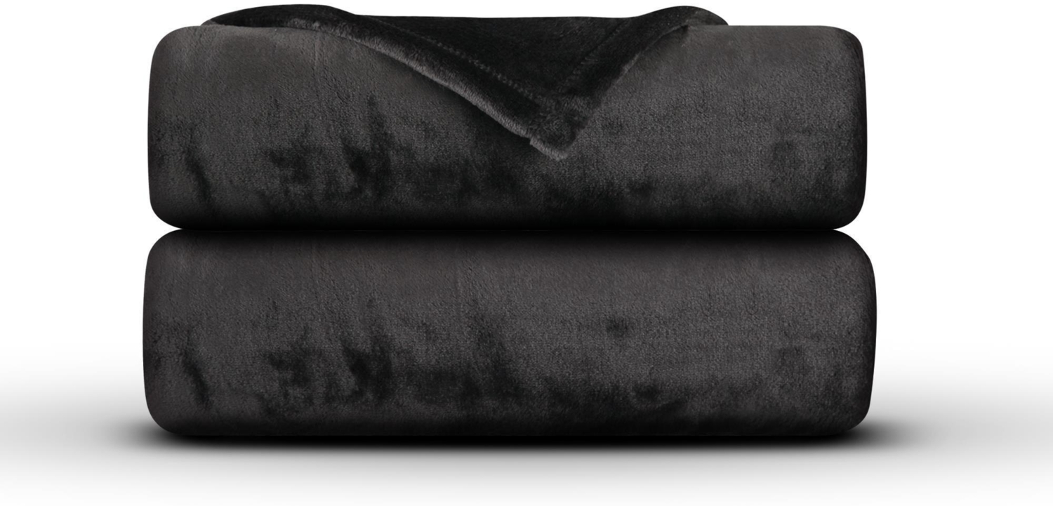 Kuscheldecke "Mirabella" - hochwertige Flauschige Decke, Cashmere Touch, 220 x 240 cm - Schwarz Bild 1