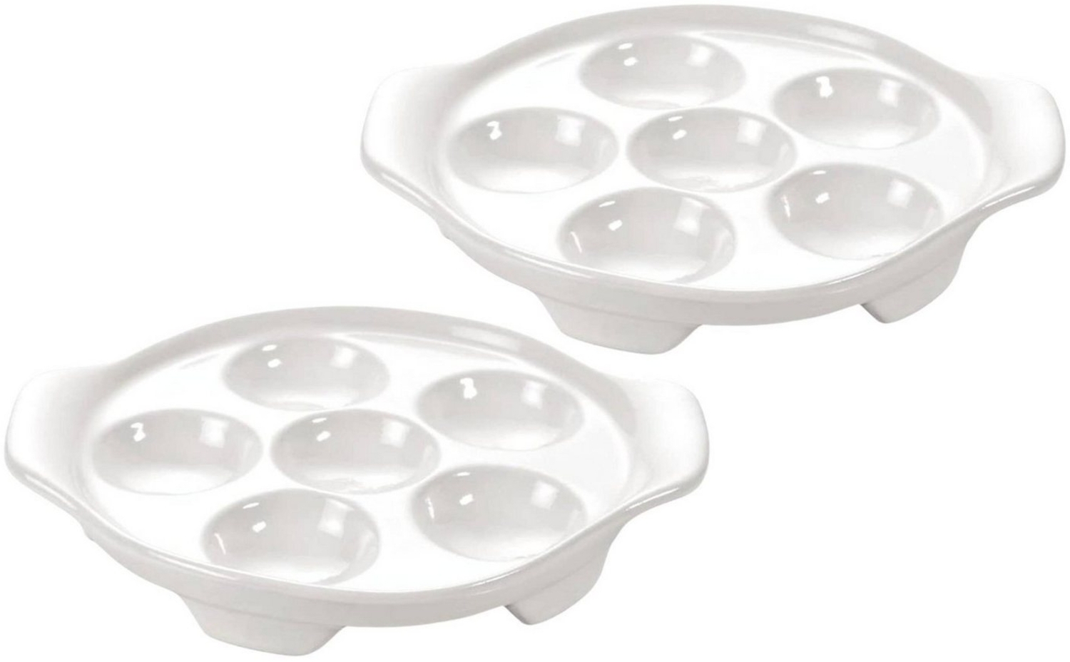 Emilja Servierteller Schneckenteller für 6 Schnecken aus Porzellan - 2 Stück Bild 1