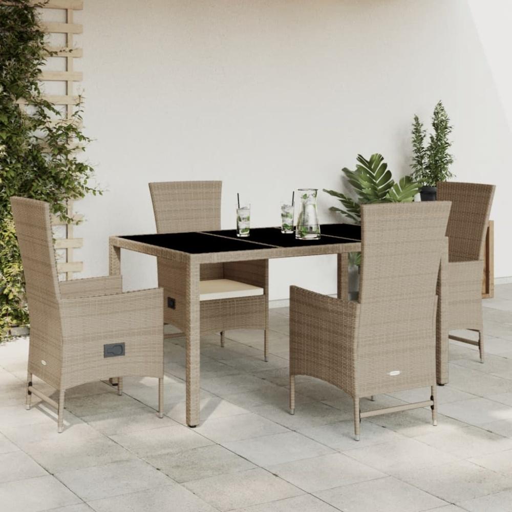 vidaXL 5-tlg. Garten-Essgruppe mit Kissen Beige Poly Rattan 3277573 Bild 1