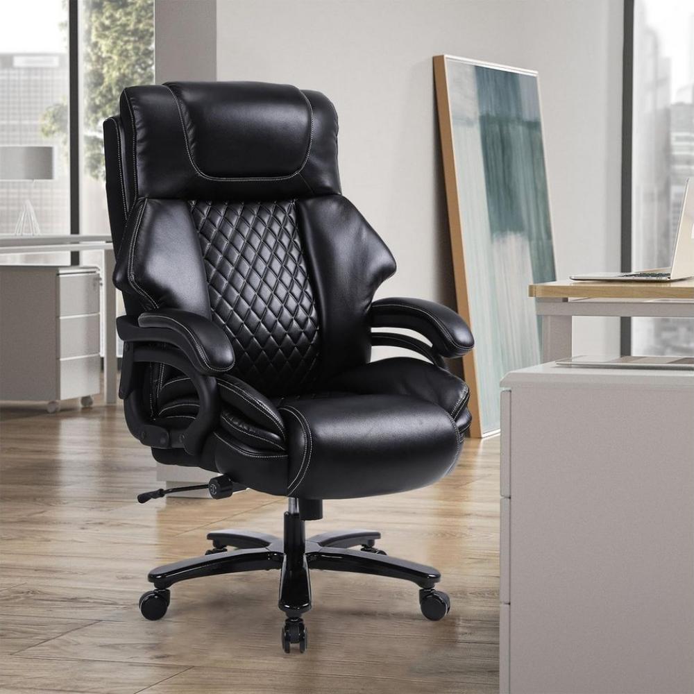 liebtech Gaming Chair Ergonomischer Bürostuhl, Drehstuhl, Leder, (Bürostühle, Chefsessel, Bürostühle 200 kg), Traggewicht 200 kg, mit verstellbarer Lordosenstütze Bild 1