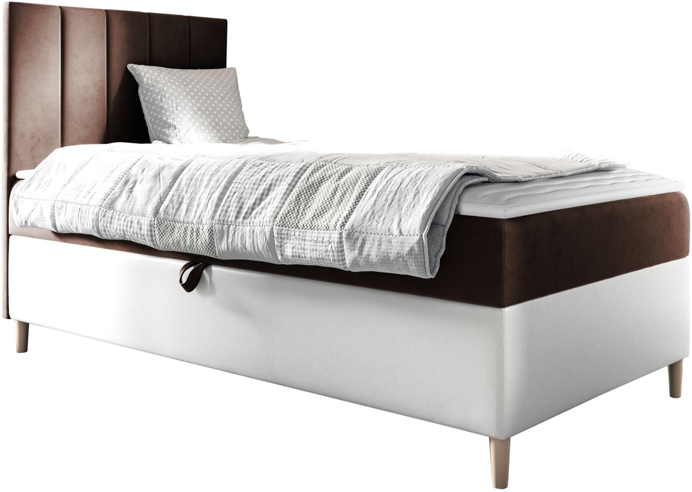 Boxspringbett Chapeni 'Junior 1' braun 90 x 200 cm Links Bild 1