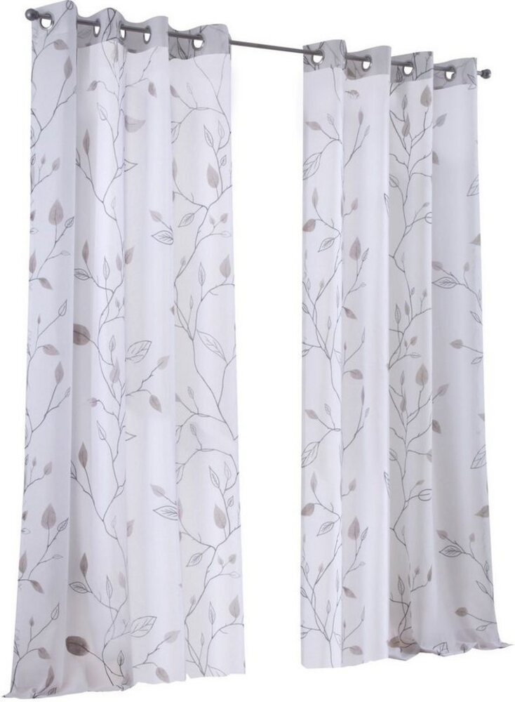 Kutti Vorhang Bonnie, Ösen (1 St), halbtransparent, Gardine, halbtransparent, bedruckt, Polyester Bild 1