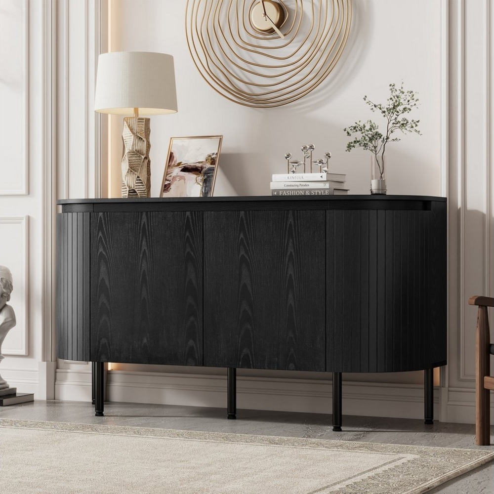MODFU Sideboard Moderner Bogenförmiger Anrichte mit verstellbaren Regalen (Modernes Bogenförmiges Sideboard, höhenverstellbaren Regalen & Metallbeinen – Elegantes Design) Bild 1