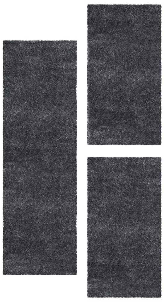 SIMPEX24 Hochflor-Bettumrandung Unicolor - Einfarbig, Höhe 50 mm, (Bett-Set, 3-tlg, Bettvorlage), Schlafzimmer Teppich Bettumrandung Läufer Set 3 teilig Bild 1