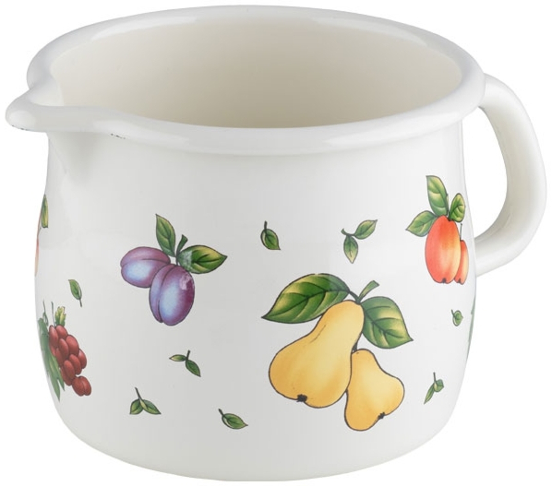 RIESS 0094-068 Schnabeltopf 12 cm, 1 L, Emaille, FRUIT GARDEN / Milchtopf Bild 1