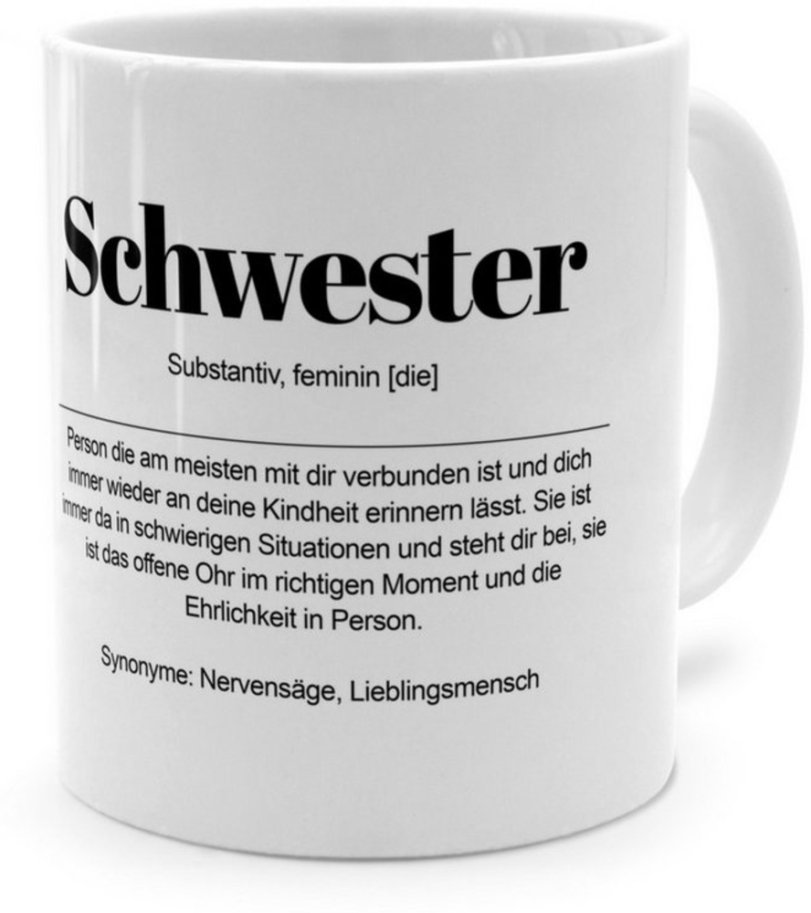 PhotoFancy Tasse mit Definition 'Schwester' - Tasse mit Spruch, Tasse Standard - Weiß Bild 1