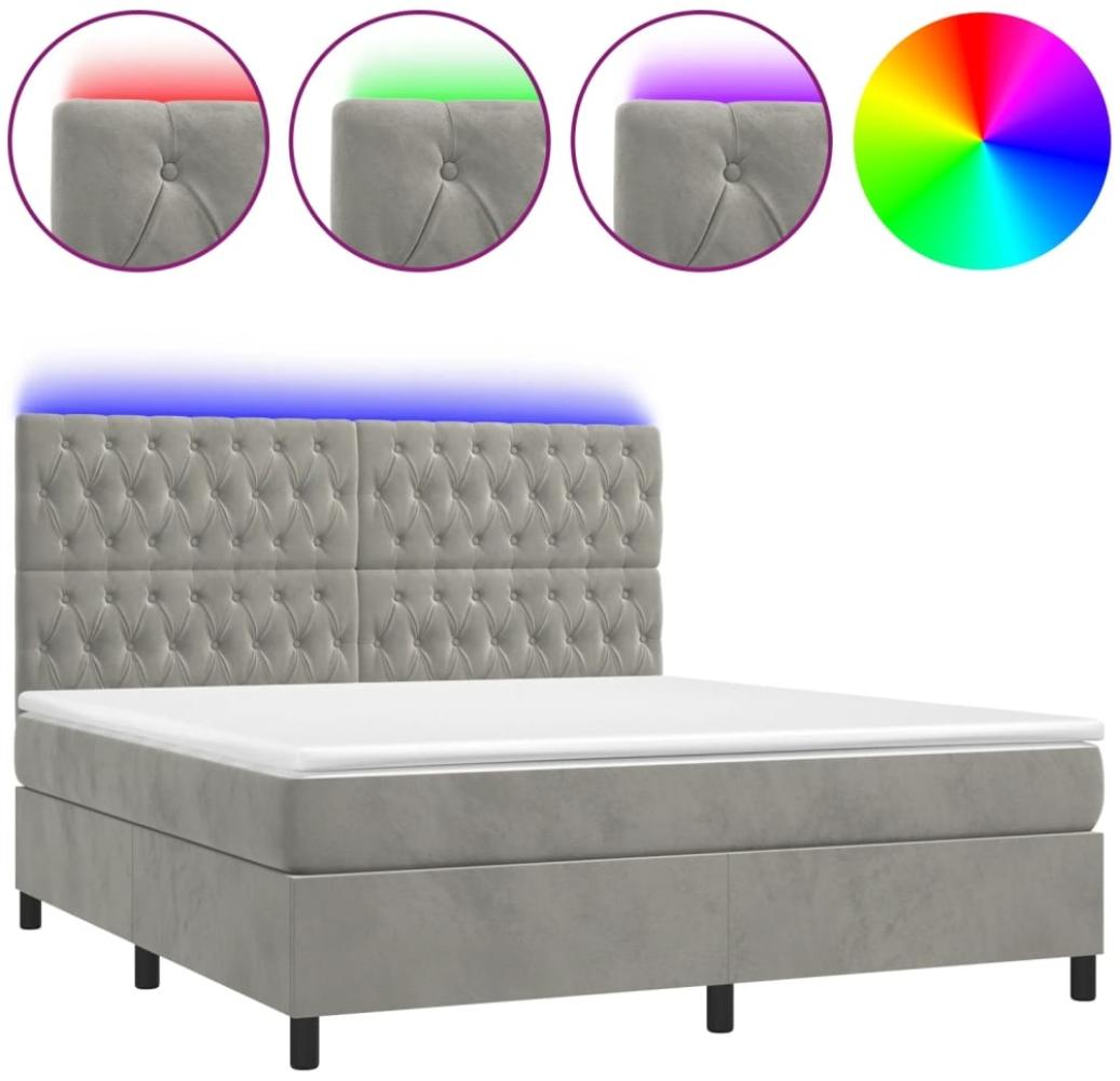 vidaXL Boxspringbett mit Matratze & LED Hellgrau 180x200 cm Samt 3136317 Bild 1