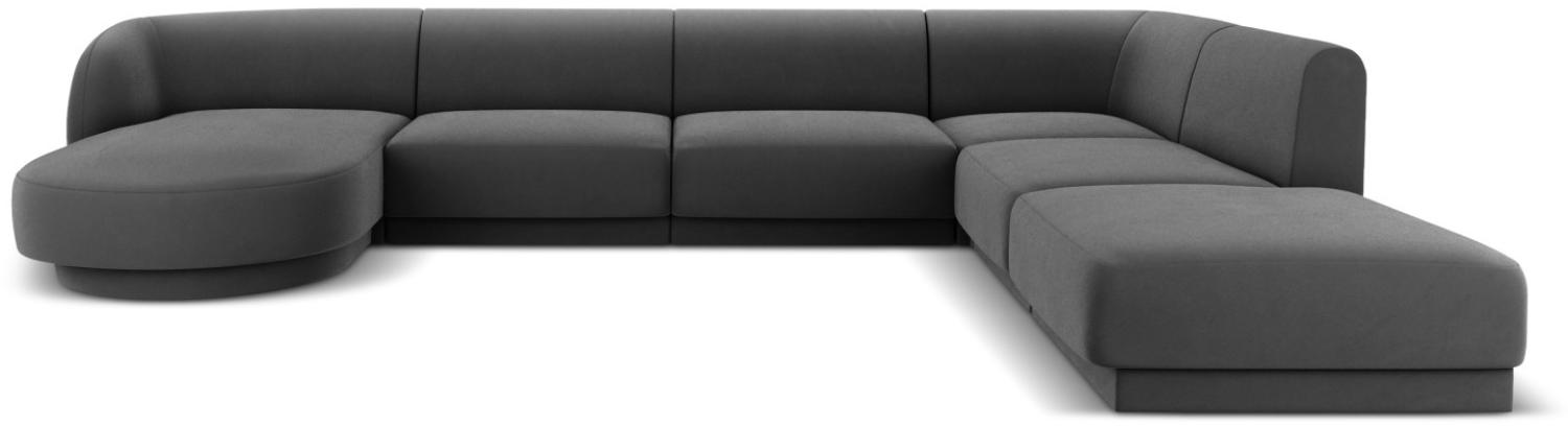 Micadoni 6-Sitzer Samtstoff Panorama Ecke rechts Sofa Miley | Bezug Grey | Beinfarbe Black Plastic Bild 1