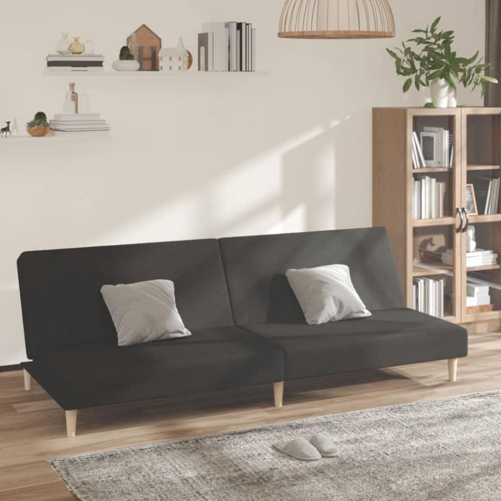 vidaXL Schlafsofa 2-Sitzer Schwarz Stoff Bild 1