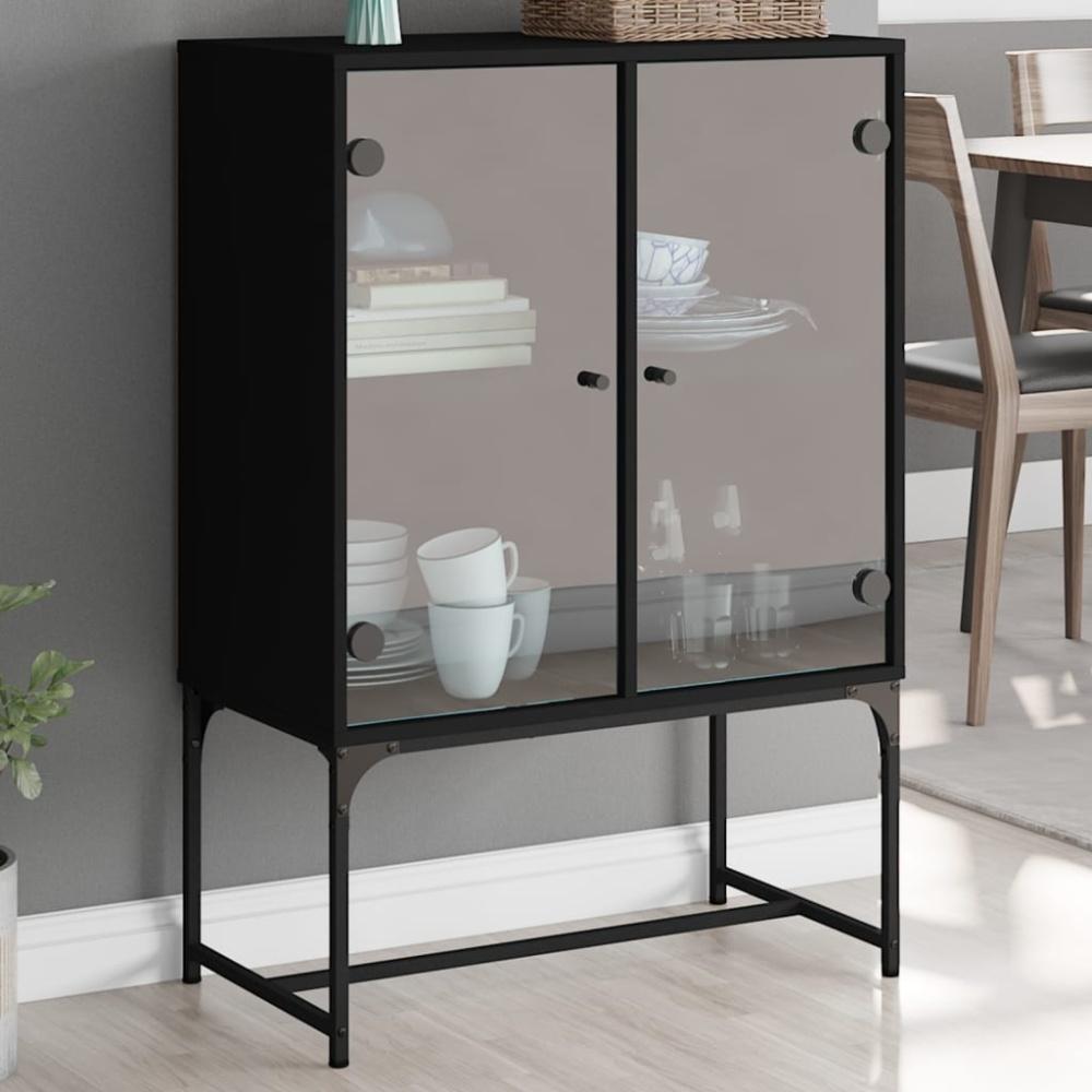 vidaXL Beistellschrank mit Glastüren Schwarz 69x37x100 cm 836547 Bild 1