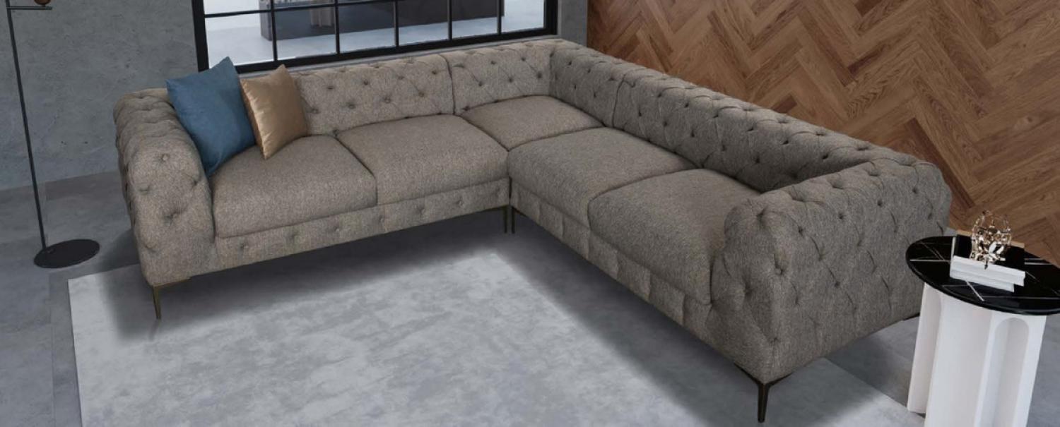 Casa Padrino Luxus Chesterfield Ecksofa Grau 261 x 261 x H. 76,5 cm - Wohnzimmer Sofa - Wohnzimmer Möbel - Chesterfield Möbel - Luxus Möbel - Luxus Wohnzimmer Einrichtung Bild 1