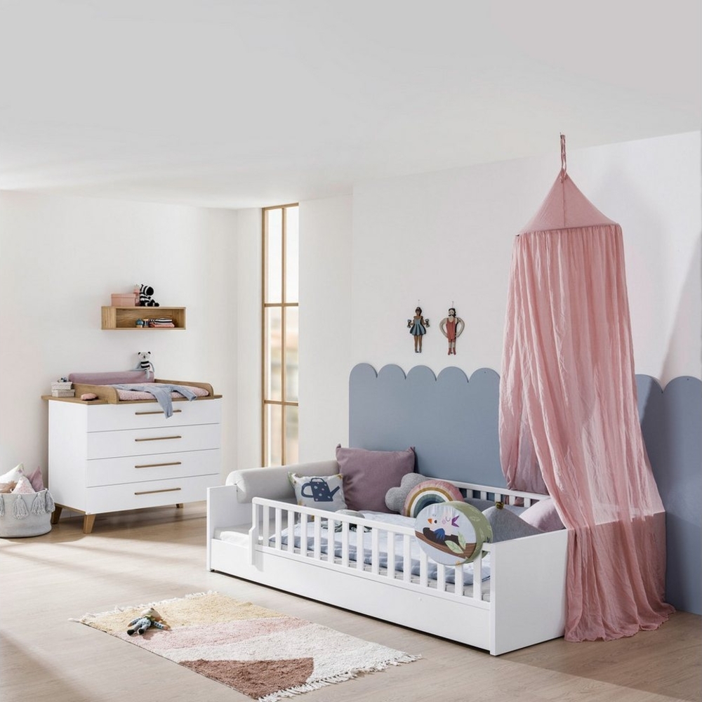 PAIDI Kinderbett LITTLE FLO, vom Baby bis zum Teeni, in mehreren Farben und Breiten (Breite/Länge: 90x200cm + 120X200cm +140x200cm), umbaubar zum Kinder- oder Jugendbett, Bodenbett auch als Sofa nutzbar Bild 1
