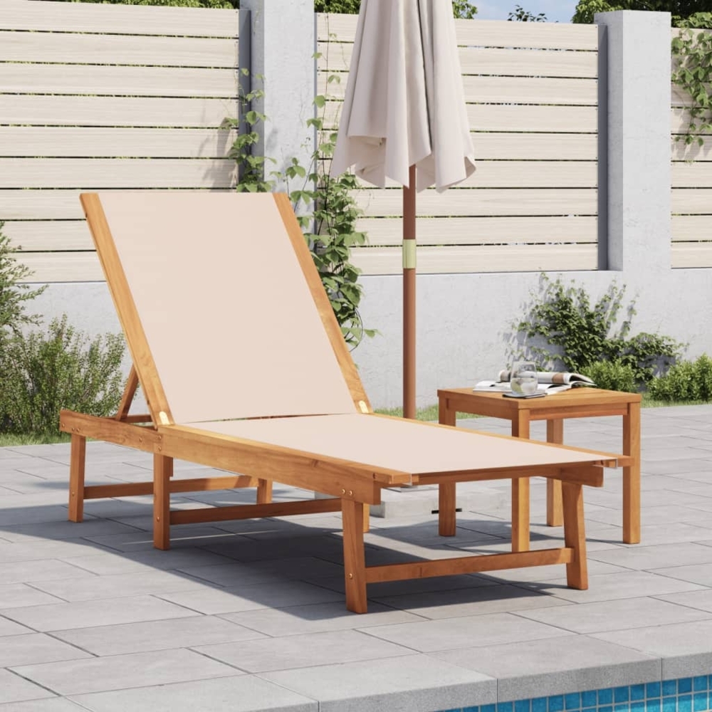 vidaXL Sonnenliege mit Tisch Creme Massivholz Akazie und Textilene 4008416 Bild 1