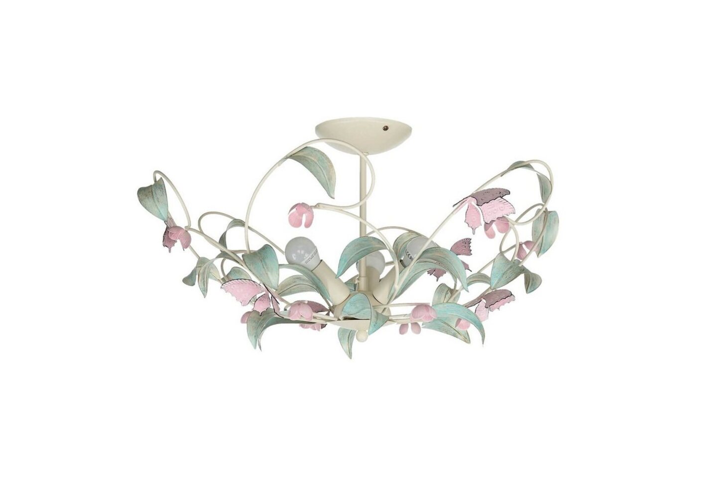 Licht-Erlebnisse Deckenleuchte SUMMER, ohne Leuchtmittel, Deckenlampe Weiß Rosa Metall Floral Küche Esszimmer Lampe Bild 1