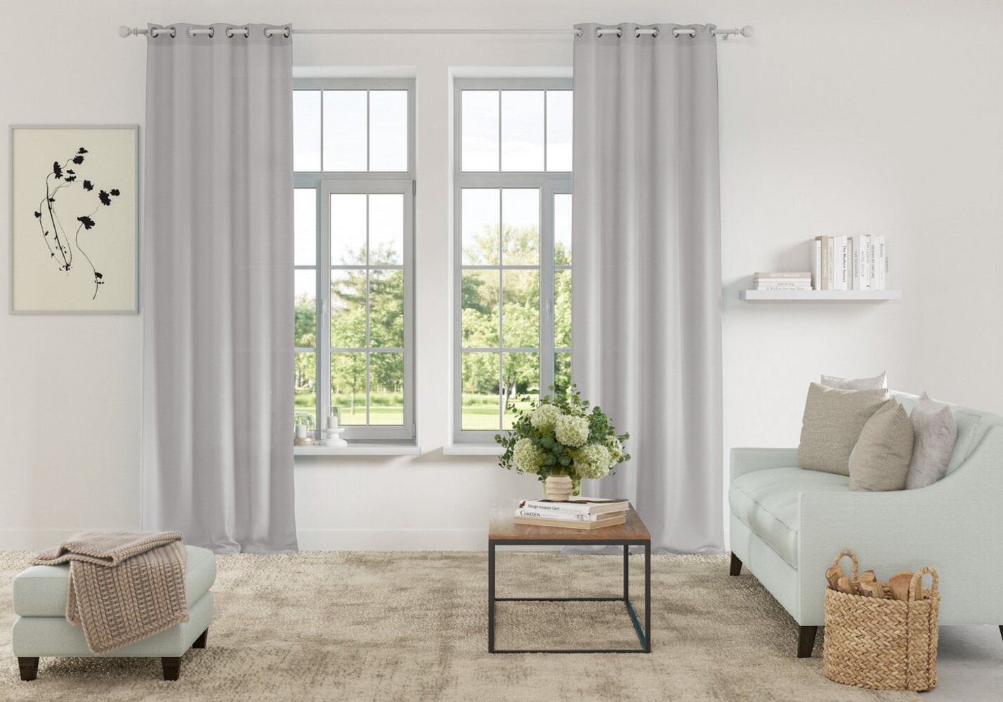 Home affaire Vorhang Parry, Ösen (2 St), blickdicht, Polyester, 2-er Set, blickdicht, monochrom, basic Bild 1