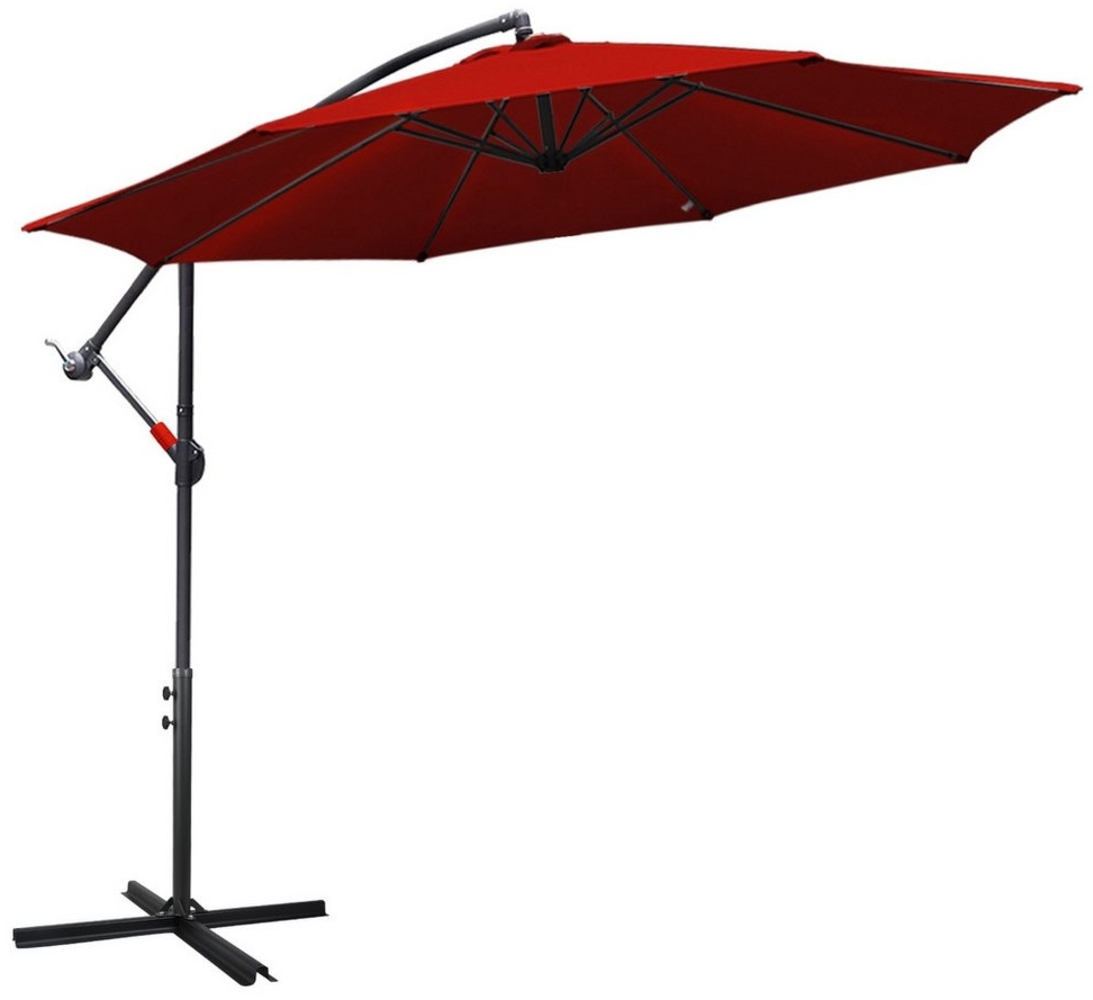 Clanmacy Sonnenschirm Gartenschirm 300cm, Ampelschirm mit Ständer 360° Funktion UV Rot, LxB: 300x300 cm, Stabiler knickbar/für Garten, Balkon, Terasse/Sonnenschutz Bild 1