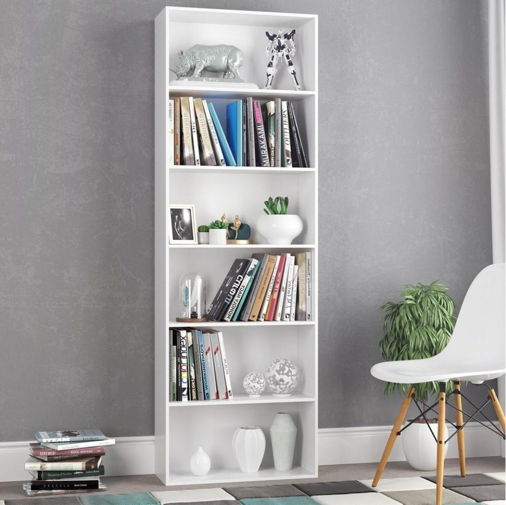 Homfa Bücherregal, 180cm Standregal Büroregal Raumteiler mit 6 Fächern Weiß Bild 1