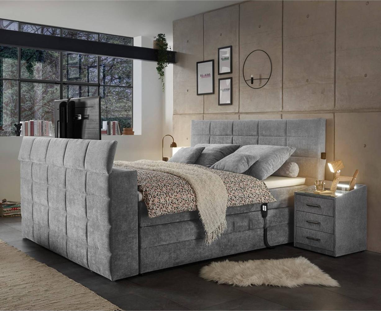 Boxspringbett 'DURAZNO-09' inklusive TV-Halterung und Bettkasten, dark grey, 180x200 cm Bild 1