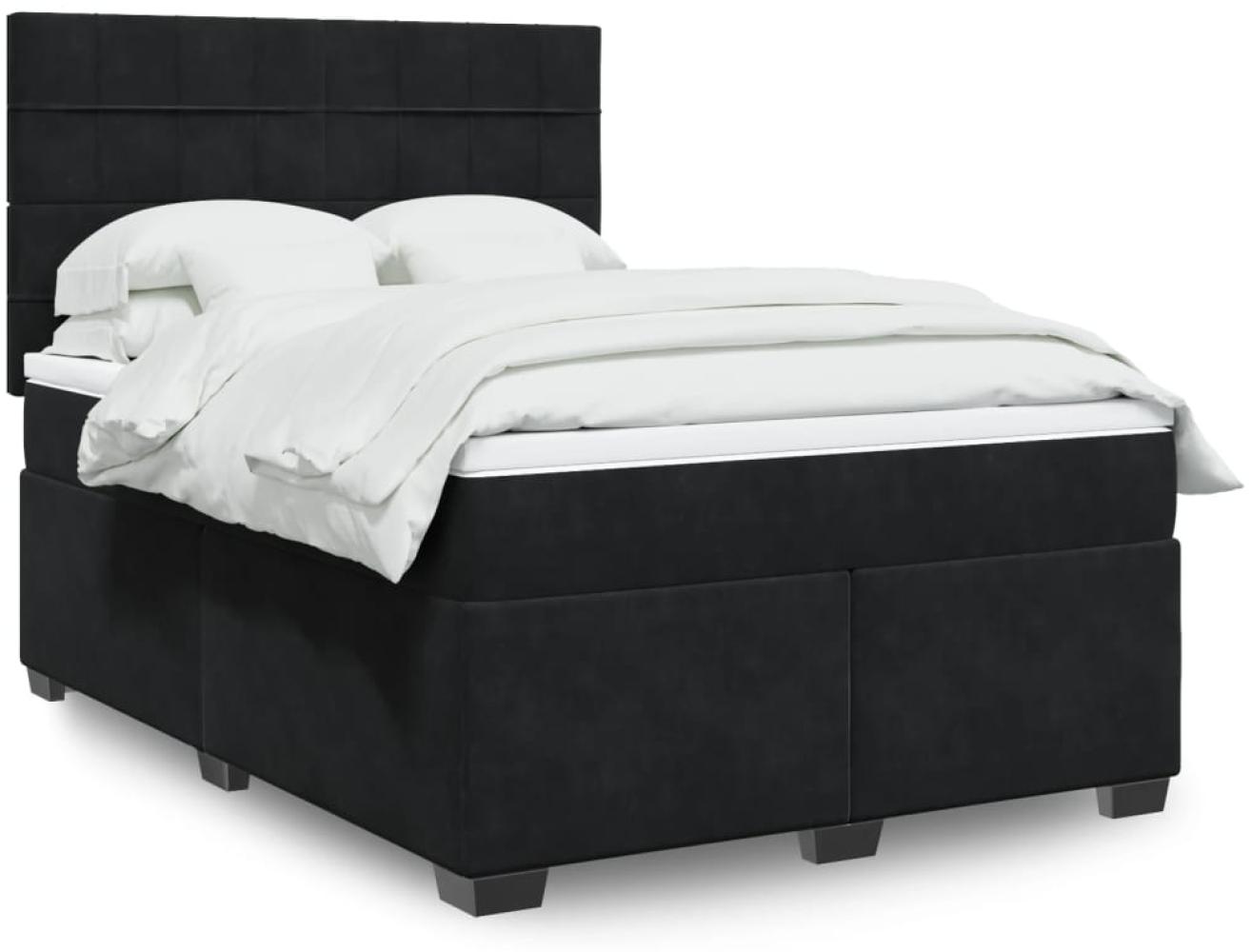 vidaXL Boxspringbett mit Matratze Schwarz 140x200 cm Samt 3293232 Bild 1